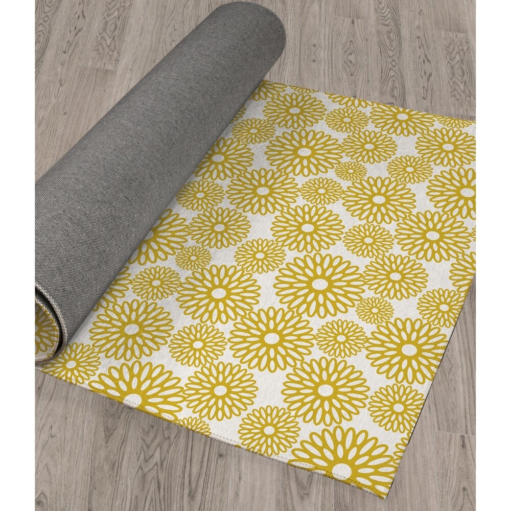 FLOWER POWER YELLOW Area Rug by Kavka Designs