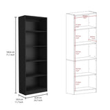 FM FURNITURE Arrey 3 Piece Living Room Set with Sutton Bookcase + 2 Sutton 4 Shelves Bookcase, Black