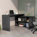 FM Furniture Dallas L-Shaped Home Office Desk, Two Shelves, Single Door Cabinet