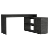 FM Furniture Dallas L-Shaped Home Office Desk, Two Shelves, Single Door Cabinet