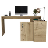 FM Furniture Dallas L-Shaped Home Office Desk, Two Shelves, Single Door Cabinet