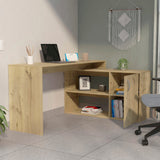 FM Furniture Dallas L-Shaped Home Office Desk, Two Shelves, Single Door Cabinet