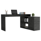 FM Furniture Dallas L-Shaped Home Office Desk, Two Shelves, Single Door Cabinet