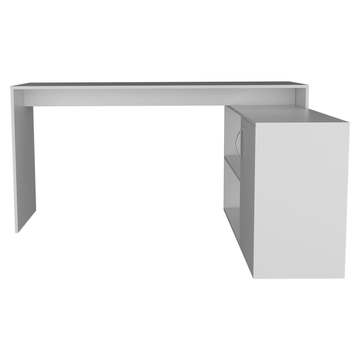 FM Furniture Dallas L-Shaped Home Office Desk, Two Shelves, Single Door Cabinet
