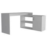 FM Furniture Dallas L-Shaped Home Office Desk, Two Shelves, Single Door Cabinet