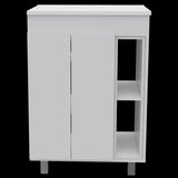 FM Furniture Auburn 2-Piece Bathroom Set with Free Standing Vanity Cabinet and Medicine Cabinet, White