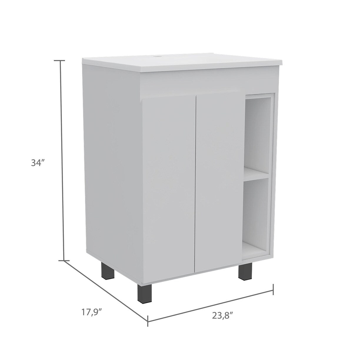 FM Furniture Auburn 2-Piece Bathroom Set with Free Standing Vanity Cabinet and Medicine Cabinet, White