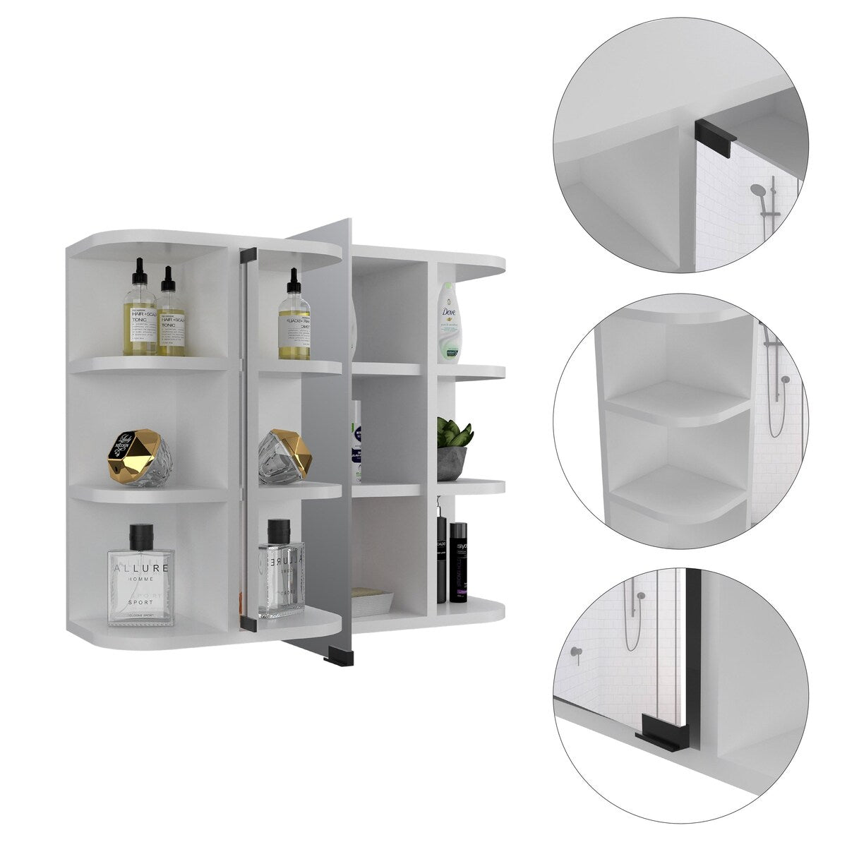 FM Furniture Auburn 2-Piece Bathroom Set with Free Standing Vanity Cabinet and Medicine Cabinet, White