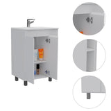 FM Furniture Auburn 2-Piece Bathroom Set with Free Standing Vanity Cabinet and Medicine Cabinet, White