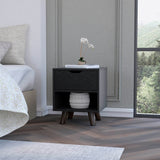 FM Furniture Carthage Nightstand with 1-Drawer, Open Storage Shelf and Wooden Legs, White