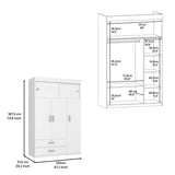 FM Furniture Elirya 2-Piece Bedroom Set with Armoire and 2-Drawer Nightstand, White/Light Oak