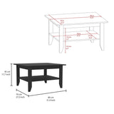 FM Furniture Payson 2-Piece Living Room Set with Bar Cart and Coffee Table, Black