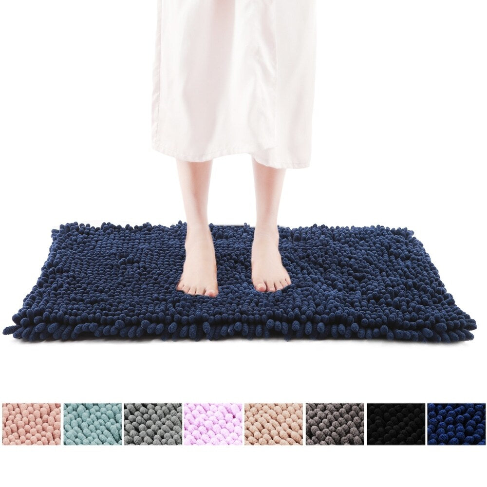 FRESHMINT Chenille Bath Rug with Non-Slip Backing - Lavender