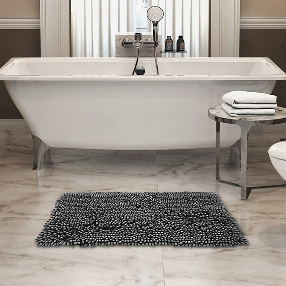 FRESHMINT Chenille Bath Rug with Non-Slip Backing - Lavender