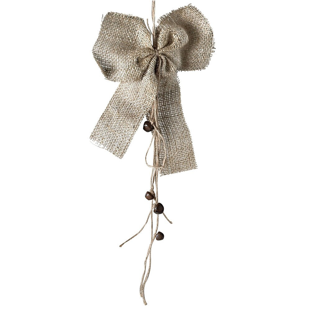 Sage & Co Fringed Burlap Bow with Bells