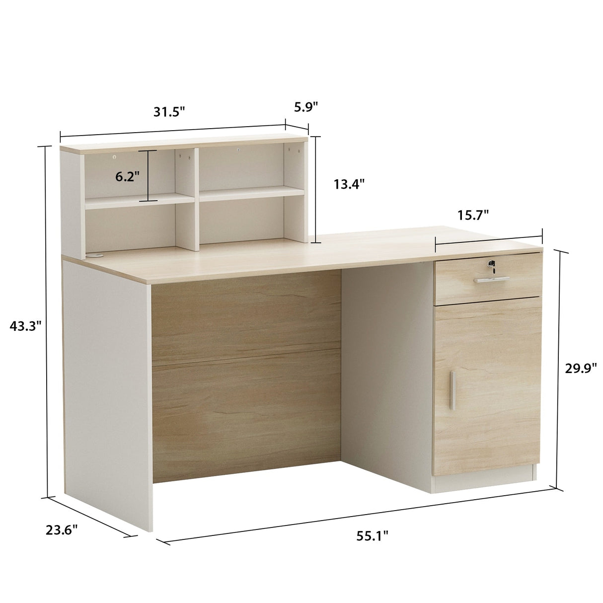 FUFU&GAGA Peninsula Wood Reception Desk Working Desk Secretary Desk