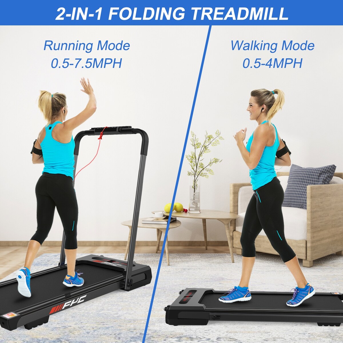 FYC Under Desk Treadmill - 2 in 1 Folding for Home 2.5 HP, Installation-Free Foldable