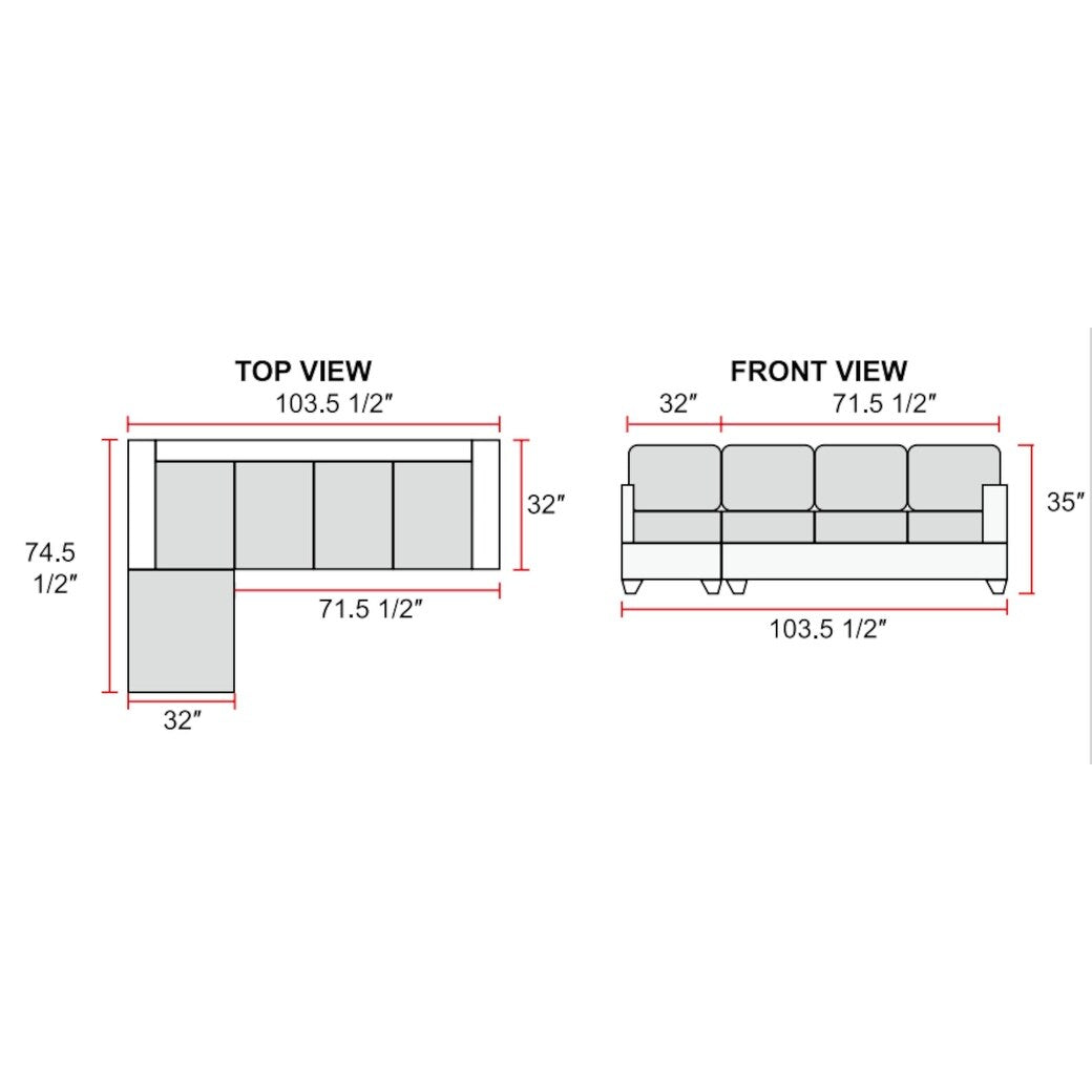 F&M 3 Piece Micro-fiber Sectional Sofa Set - Sofa Chaise & Ottoman