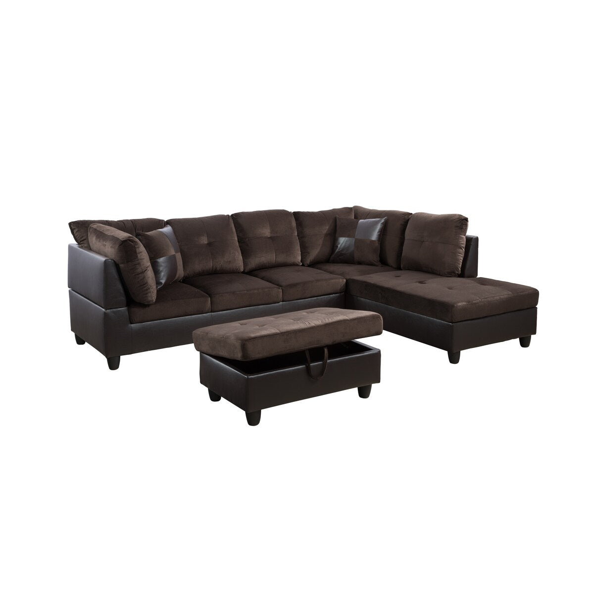 F&M 3 Piece Micro-fiber Sectional Sofa Set - Sofa Chaise & Ottoman