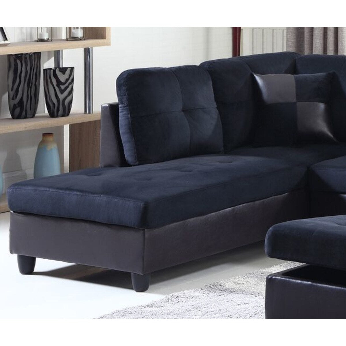 F&M 3 Piece Micro-fiber Sectional Sofa Set - Sofa Chaise & Ottoman