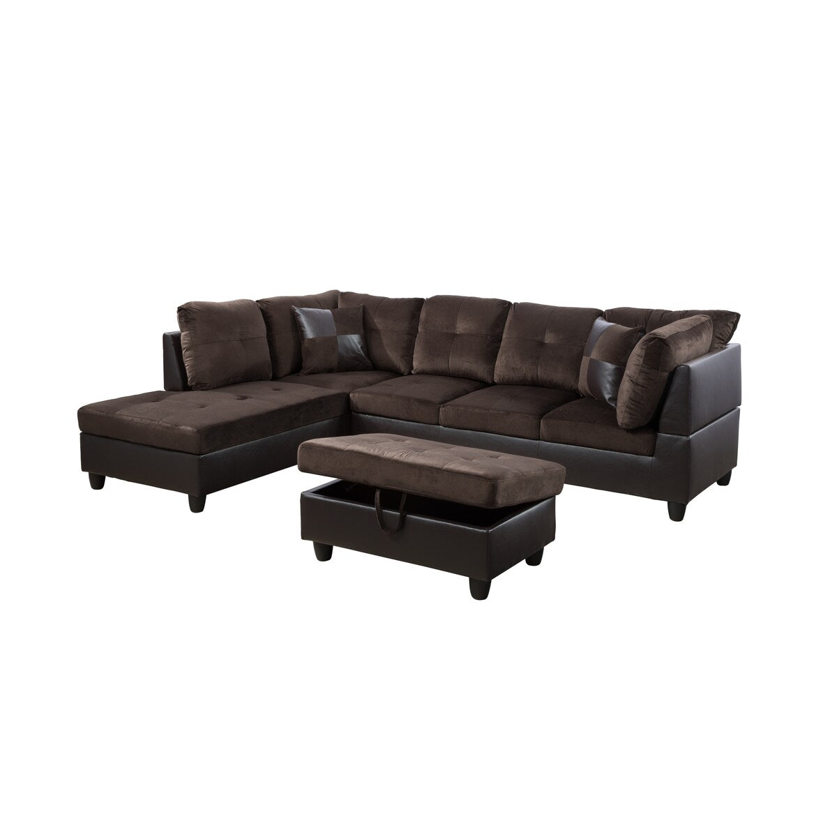 F&M 3 Piece Micro-fiber Sectional Sofa Set - Sofa Chaise & Ottoman