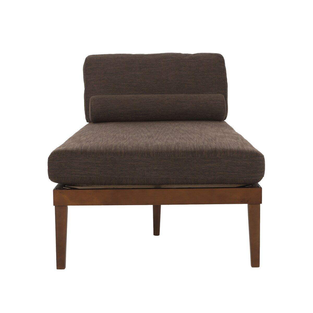 Fabric Chaise Lounges Single Sofa Chair Bed With Rolled Accent Pillow