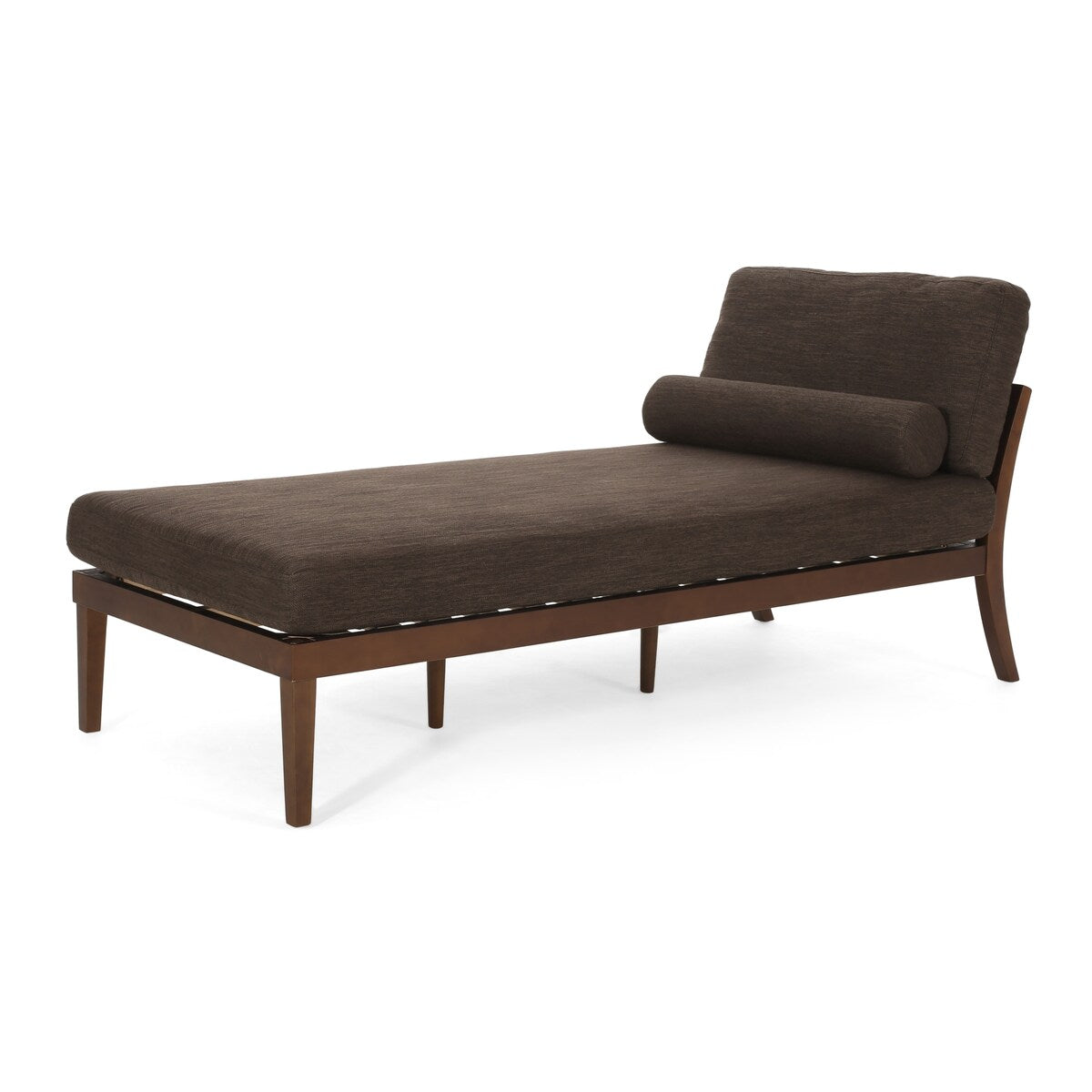 Fabric Chaise Lounges Single Sofa Chair Bed With Rolled Accent Pillow