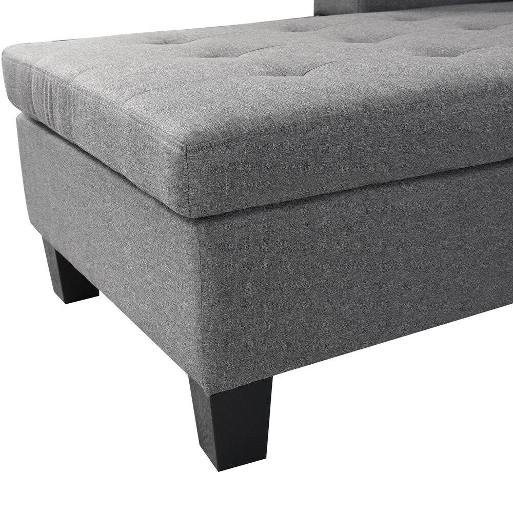 Fabric L Shape Sectional Sofa Set with Cup Holder, Pillows