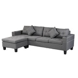 Fabric L Shape Sectional Sofa Set with Cup Holder, Pillows
