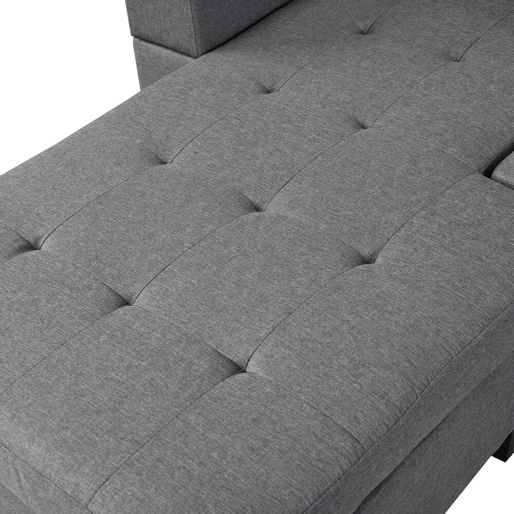 Fabric L Shape Sectional Sofa Set with Cup Holder, Pillows