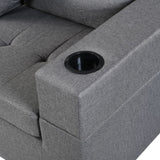 Fabric L Shape Sectional Sofa Set with Cup Holder, Pillows