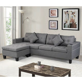 Fabric L Shape Sectional Sofa Set with Cup Holder, Pillows