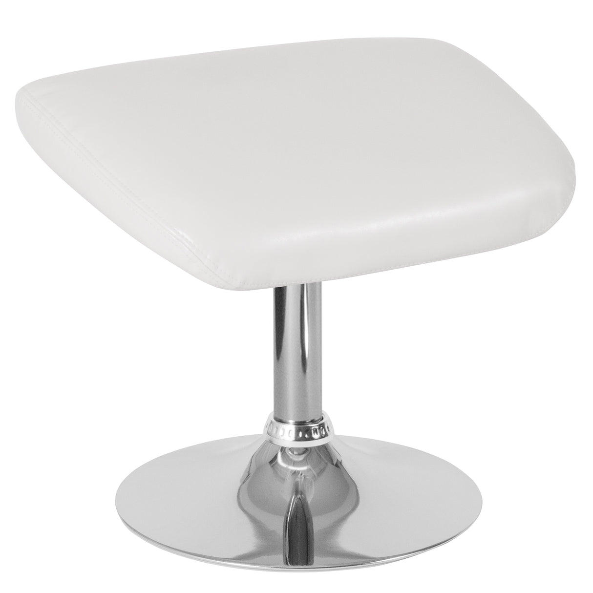 LeatherSoft Ottoman Footrest with Chrome Base - Living Room Furniture