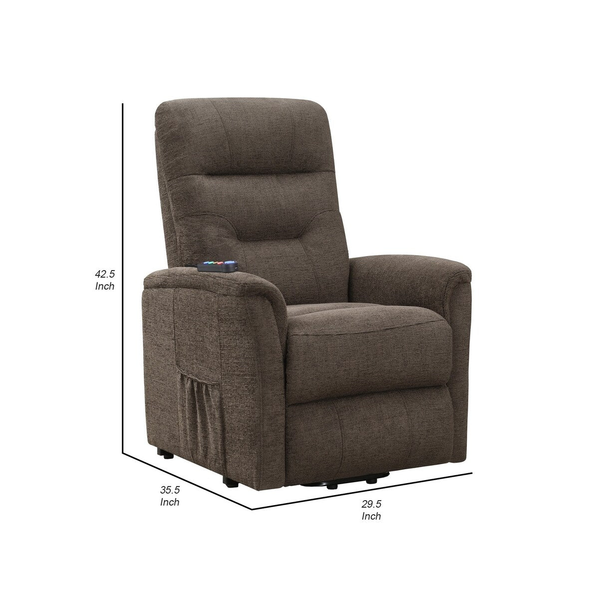 Fabric Power Lift Massage Chair with Tufted Stitched Accent, Brown