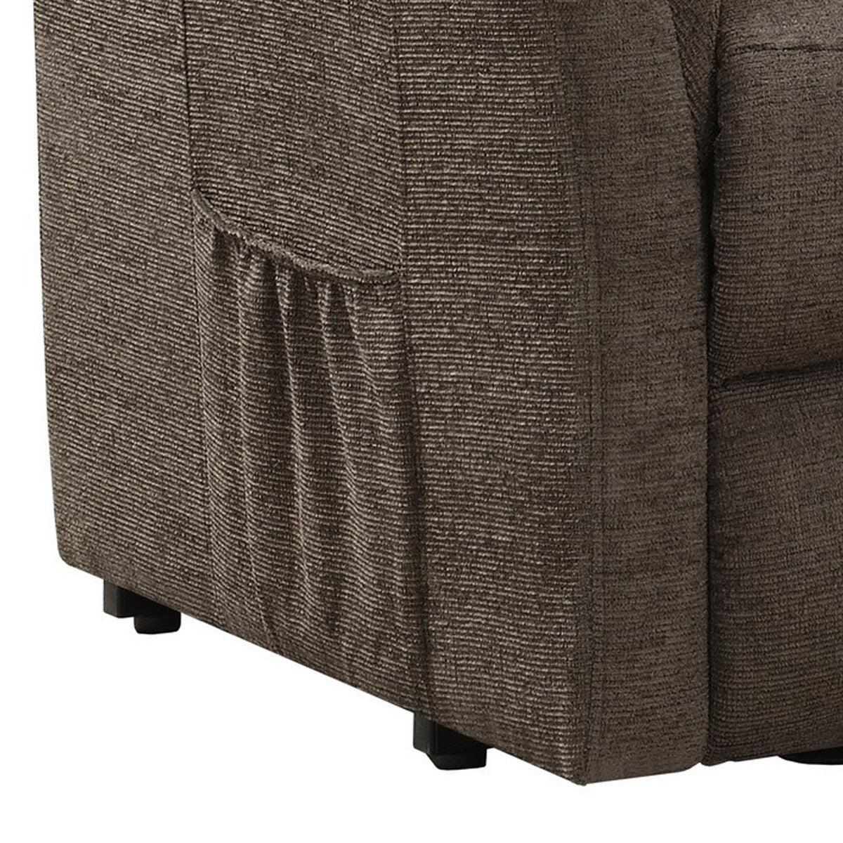 Fabric Power Lift Massage Chair with Tufted Stitched Accent, Brown