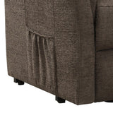 Fabric Power Lift Massage Chair with Tufted Stitched Accent, Brown