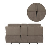 Fabric Reclining Loveseat with Cup Holders in Mocha