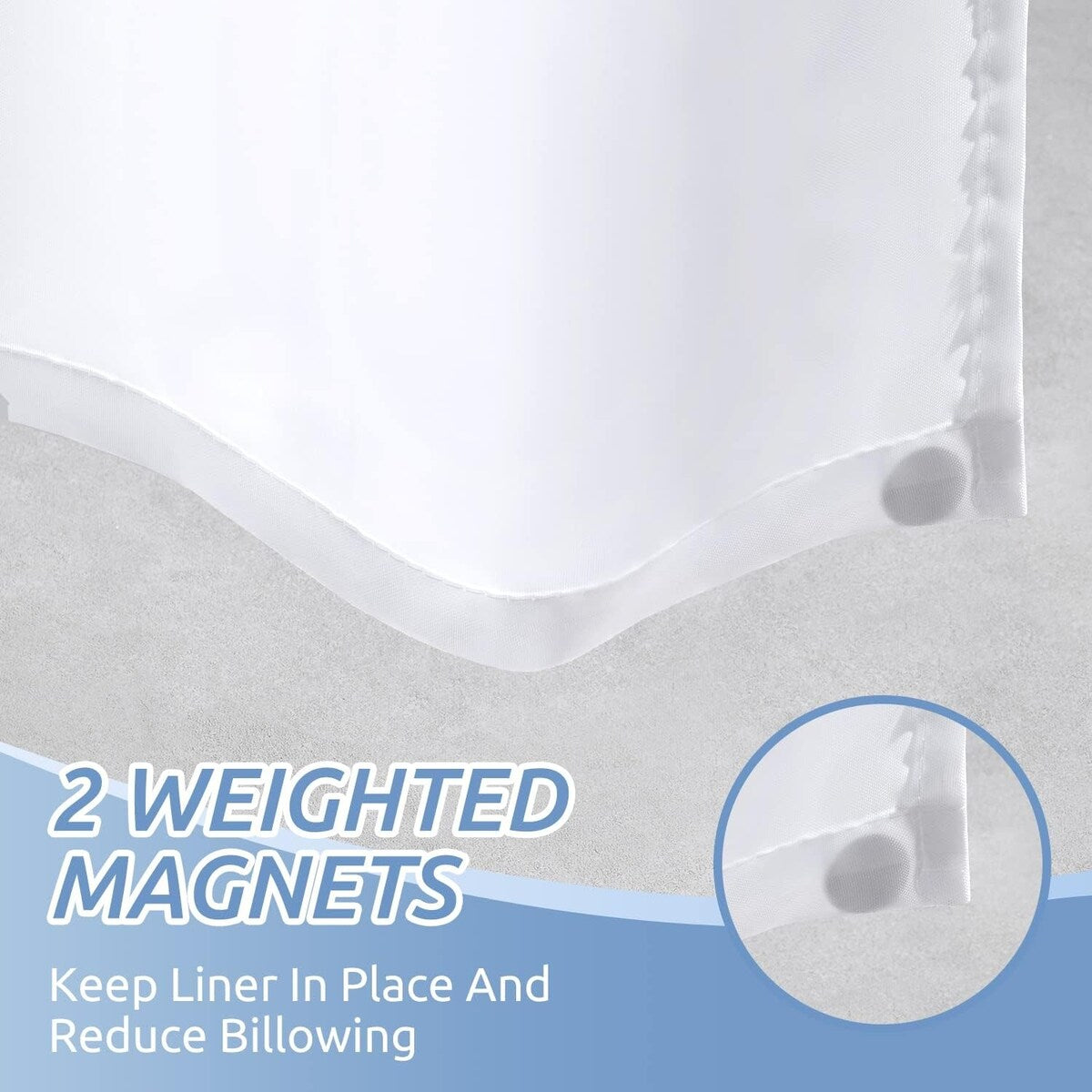 Fabric Shower Curtain Liner - Cloth for Bathroom, 60" W x 72" H, White