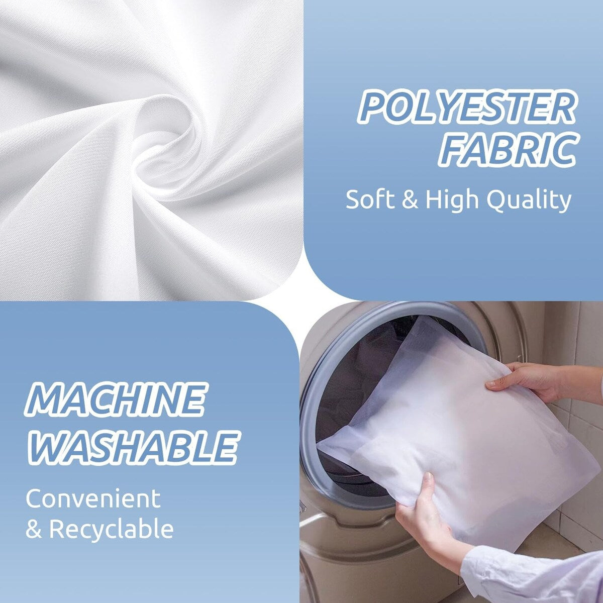 Fabric Shower Curtain Liner - Cloth for Bathroom, 60" W x 72" H, White