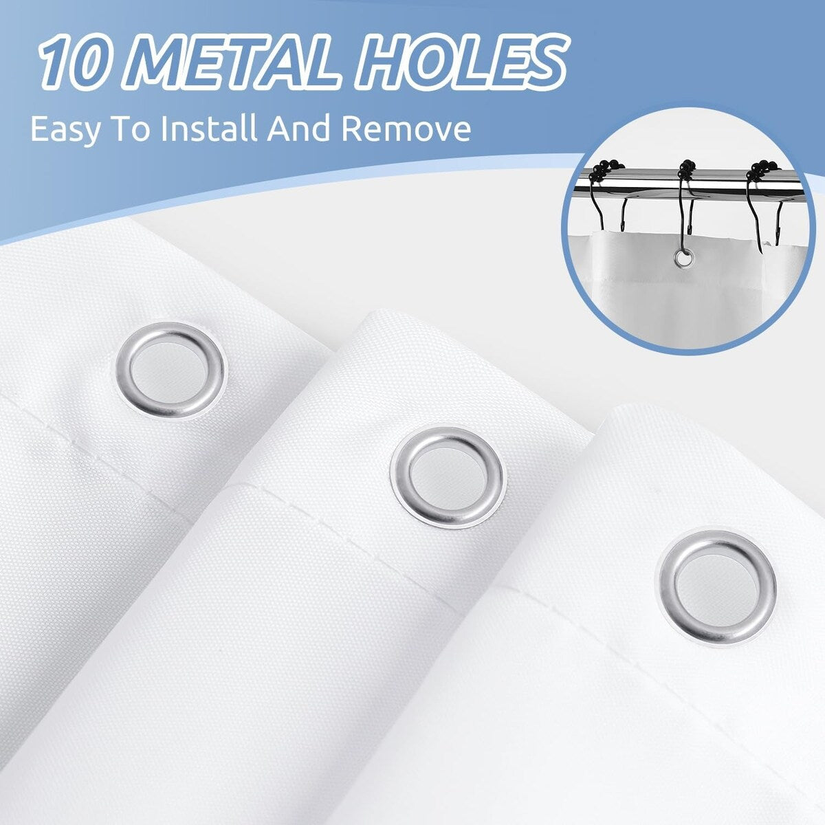 Fabric Shower Curtain Liner - Cloth for Bathroom, 60" W x 72" H, White