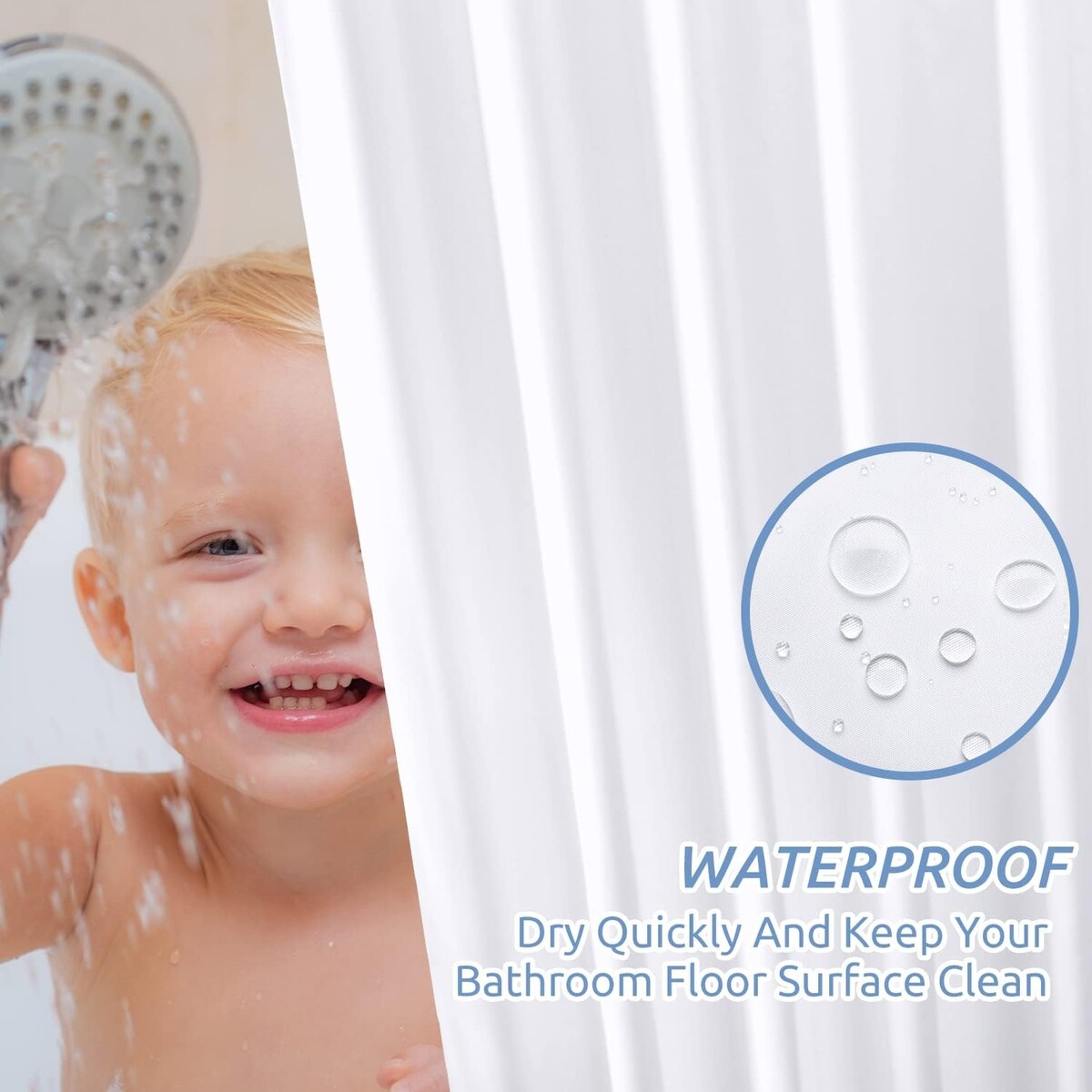 Fabric Shower Curtain Liner - Cloth for Bathroom, 60" W x 72" H, White