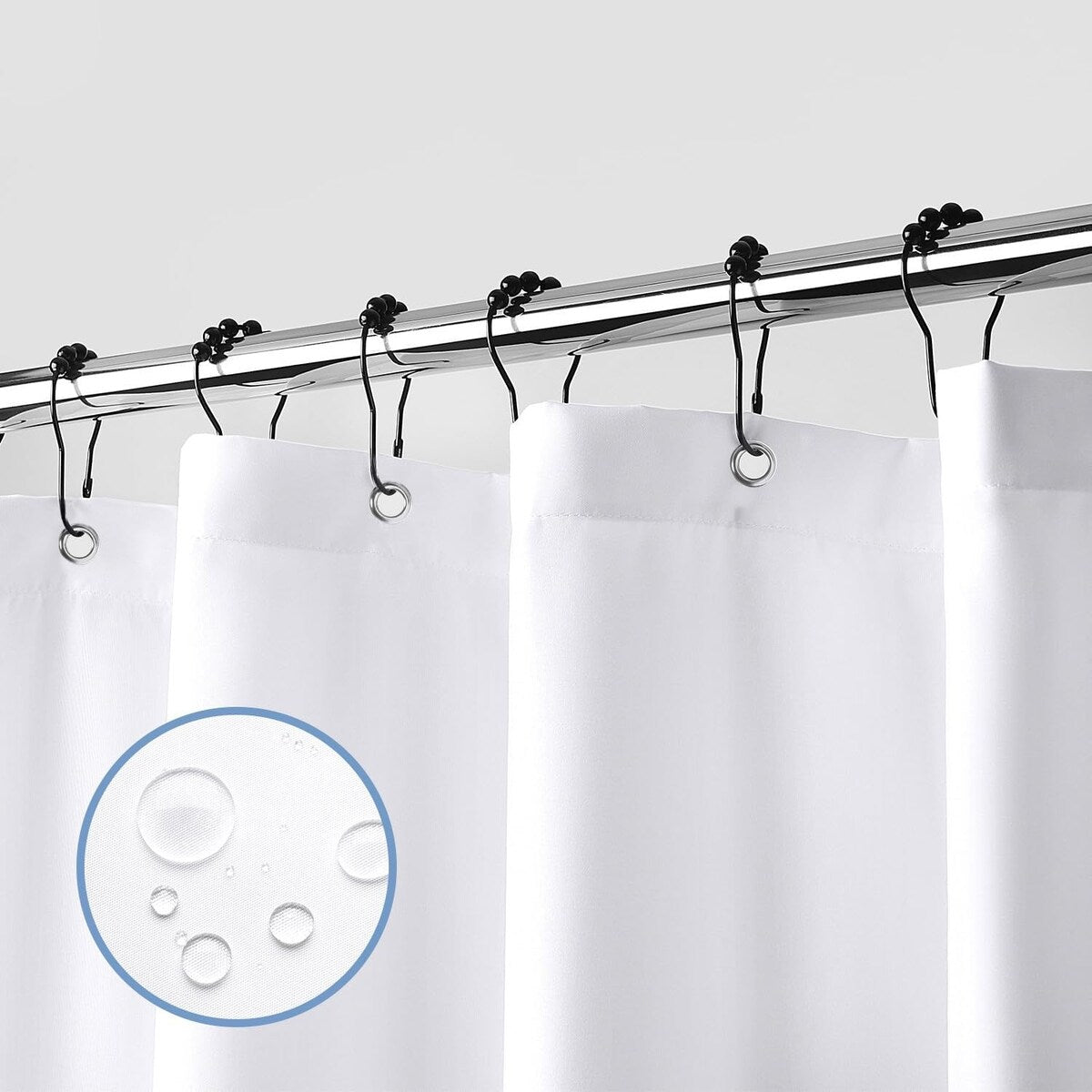 Fabric Shower Curtain Liner - Cloth for Bathroom, 60" W x 72" H, White