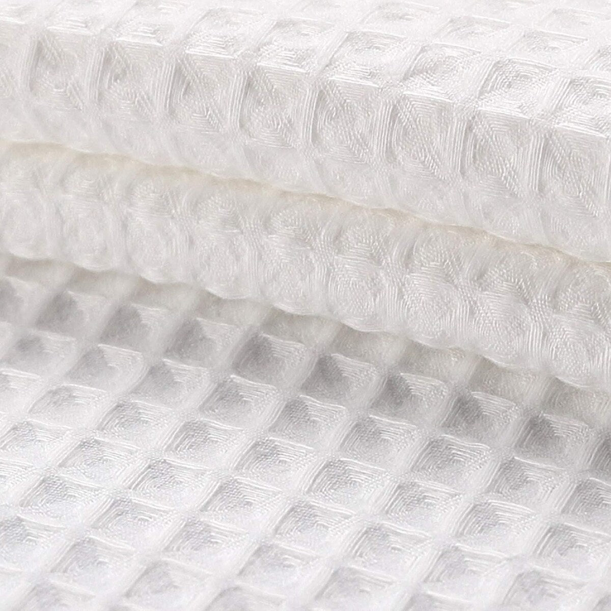 Fabric Shower Curtain Set, Cotton Blend Waffle Weave, with Snap in