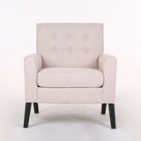 Fabric Single Person Sofa, Button Tufted Cushion, Solid Wood Chair Legs, Standard Backrest, with Soft Armrests