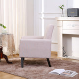Fabric Single Person Sofa, Button Tufted Cushion, Solid Wood Chair Legs, Standard Backrest, with Soft Armrests