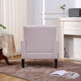 Fabric Single Person Sofa, Button Tufted Cushion, Solid Wood Chair Legs, Standard Backrest, with Soft Armrests