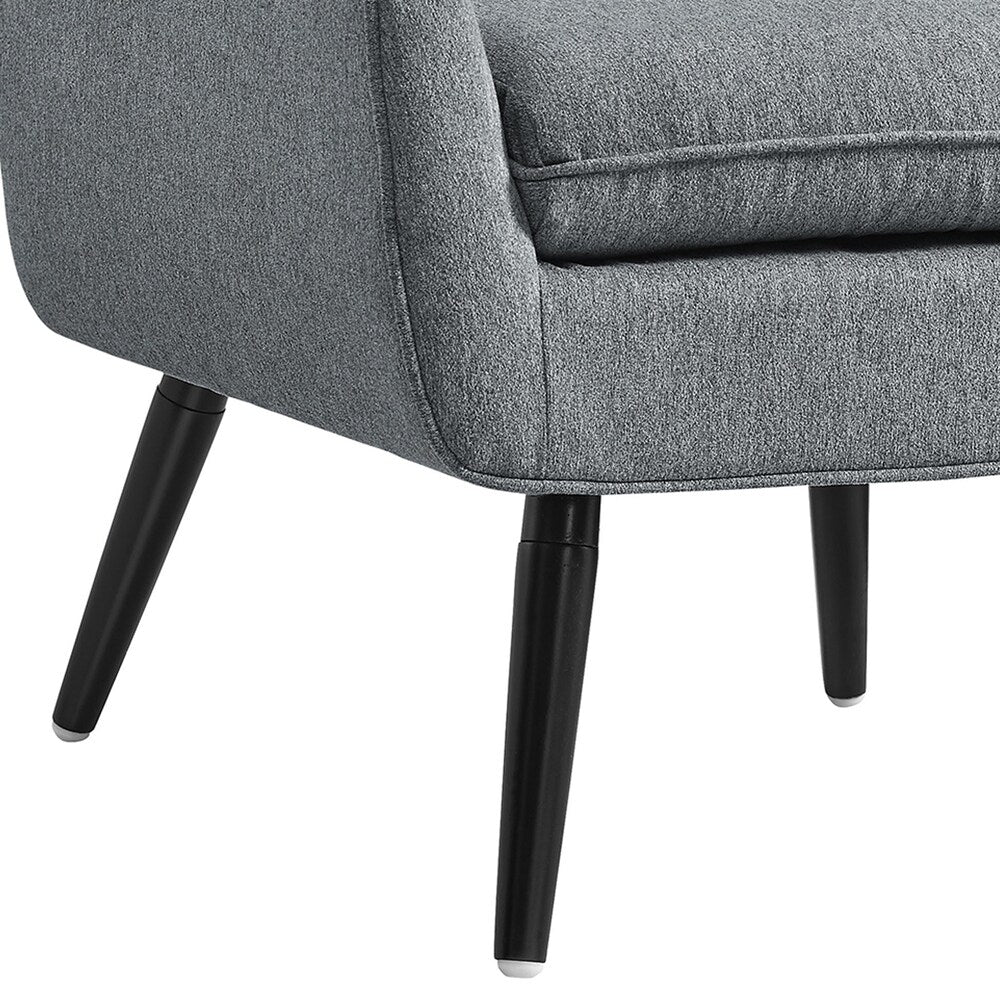 Fabric Upholstered Button Tufted Wooden Chair, Gray and Black