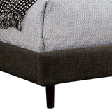 Fabric Upholstered California King Size Bed with X Stitch Headboard, Brown