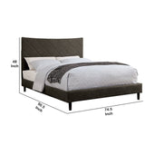 Fabric Upholstered California King Size Bed with X Stitch Headboard, Brown