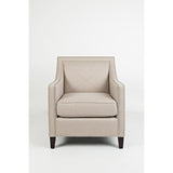 Fabric Upholstered Club Chair With Nail head Detailing, Beige and Brown